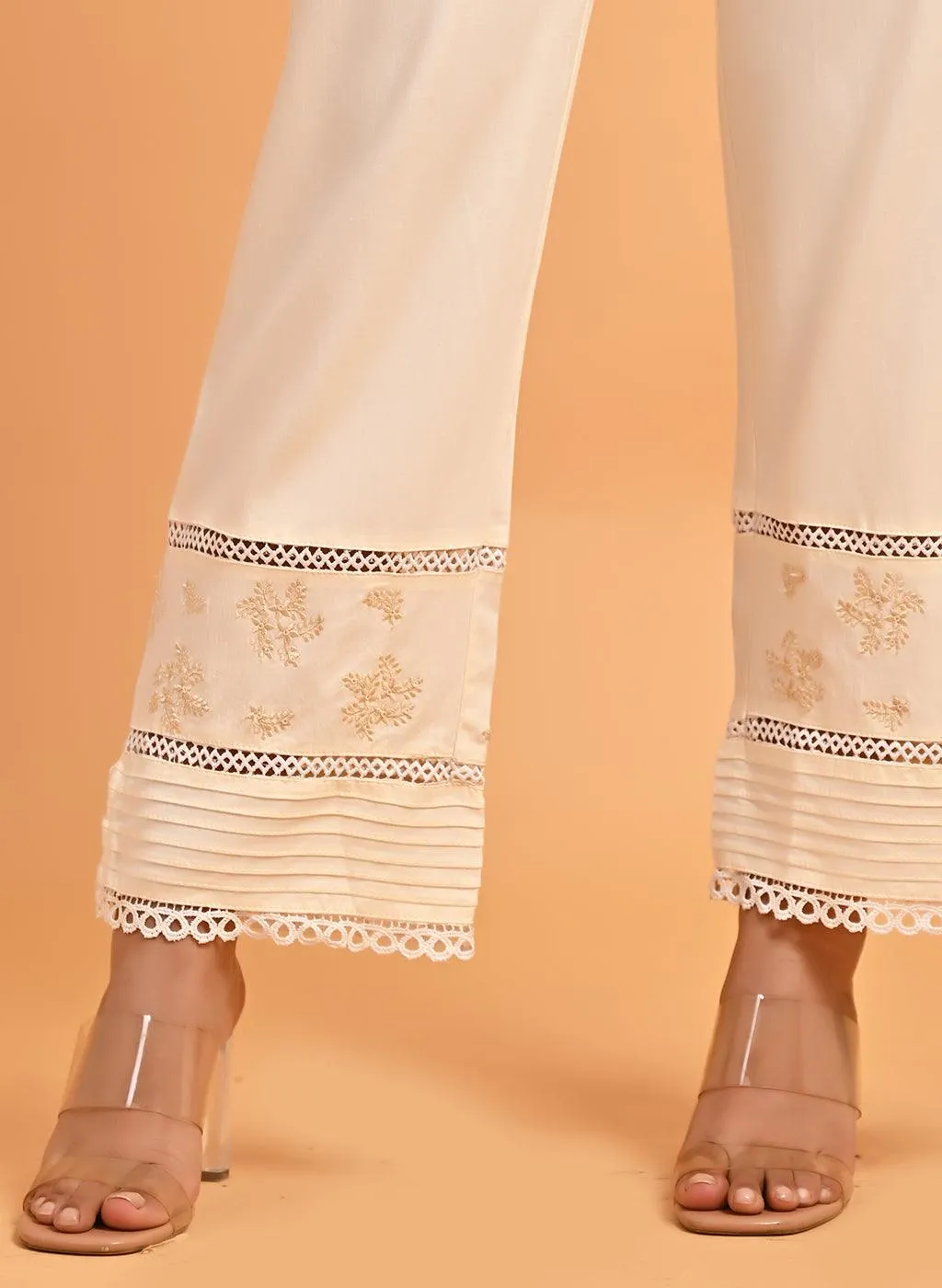 Ivory Palazzo with Hem Detail