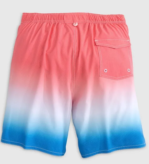 Johnnie-O Half Elastic 7" Surf Shorts, Malibu Red