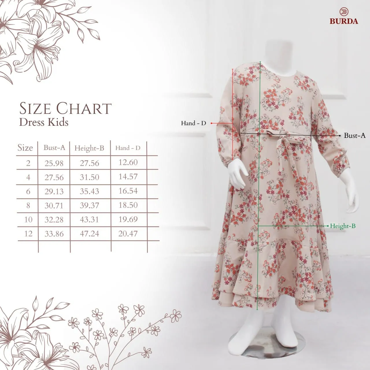 Kid's Bone Floral Dress