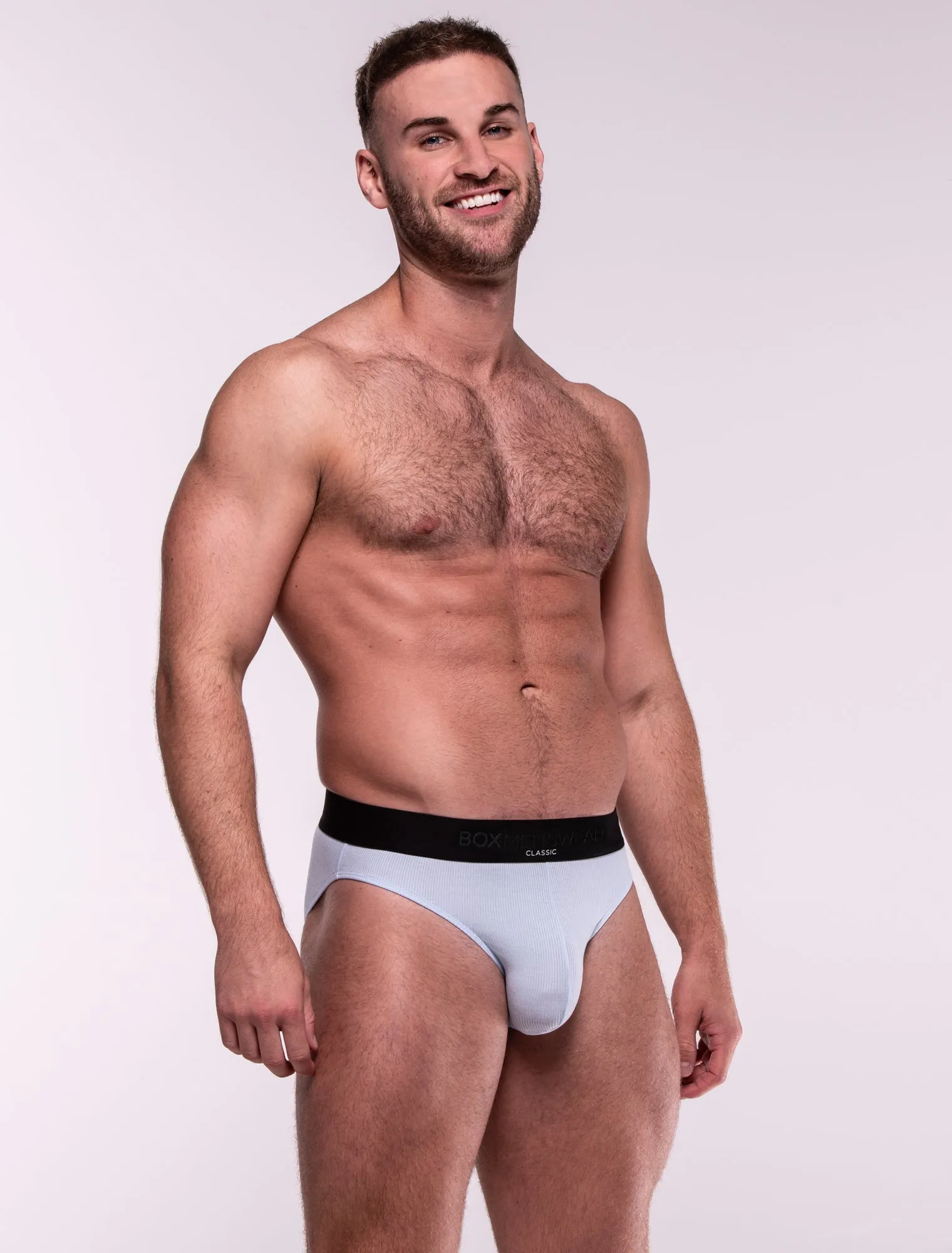 Mens Classic Ribbed Briefs - Blue