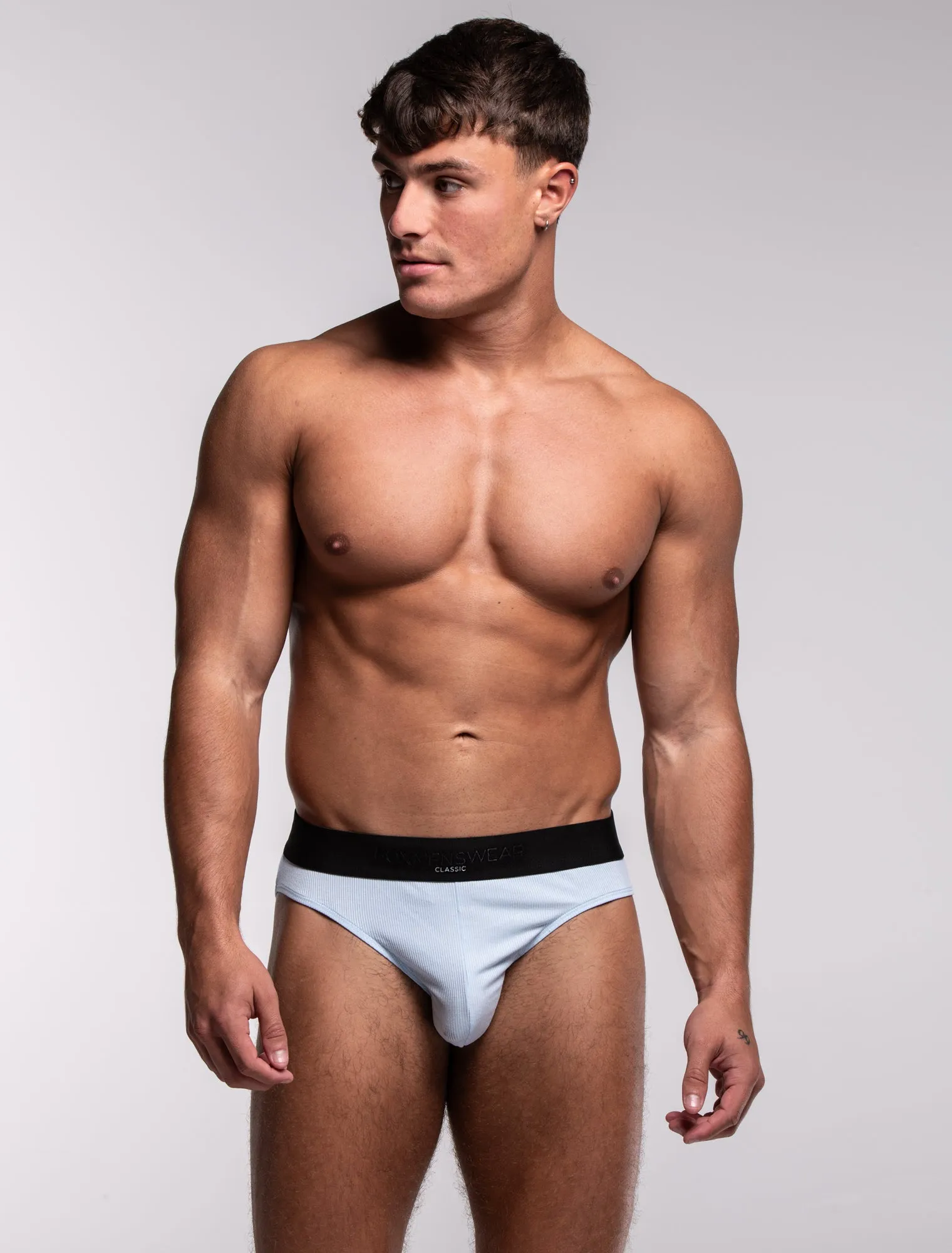 Mens Classic Ribbed Briefs - Blue