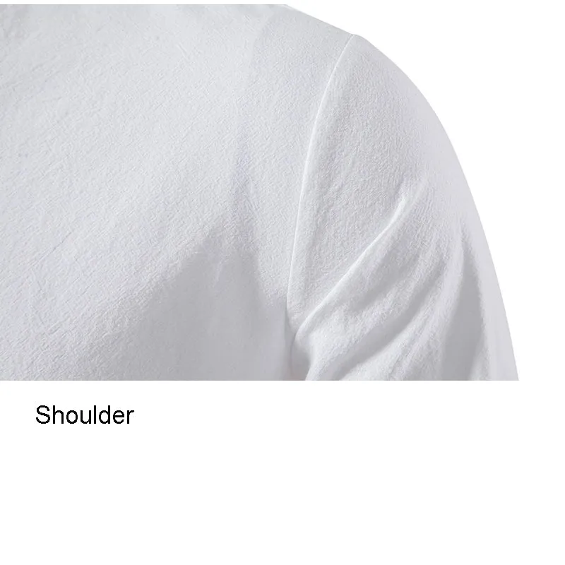 Mens Cotton Linen Shirts Casual Long Sleeve Button Up Shirts Fashion Business Tops with Pocket  | A276