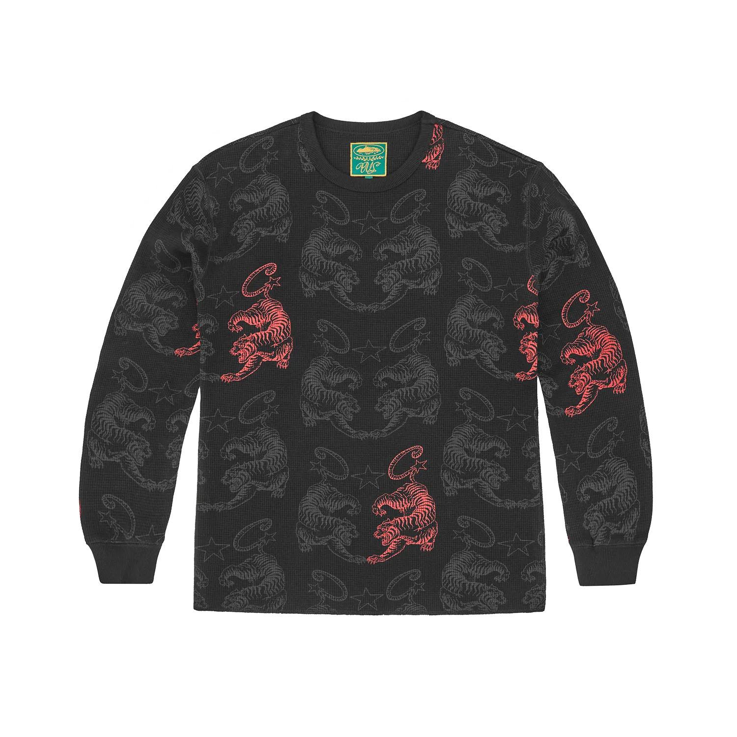 MENS TIGER WAFFLE LONGSLEEVE [BLACK]