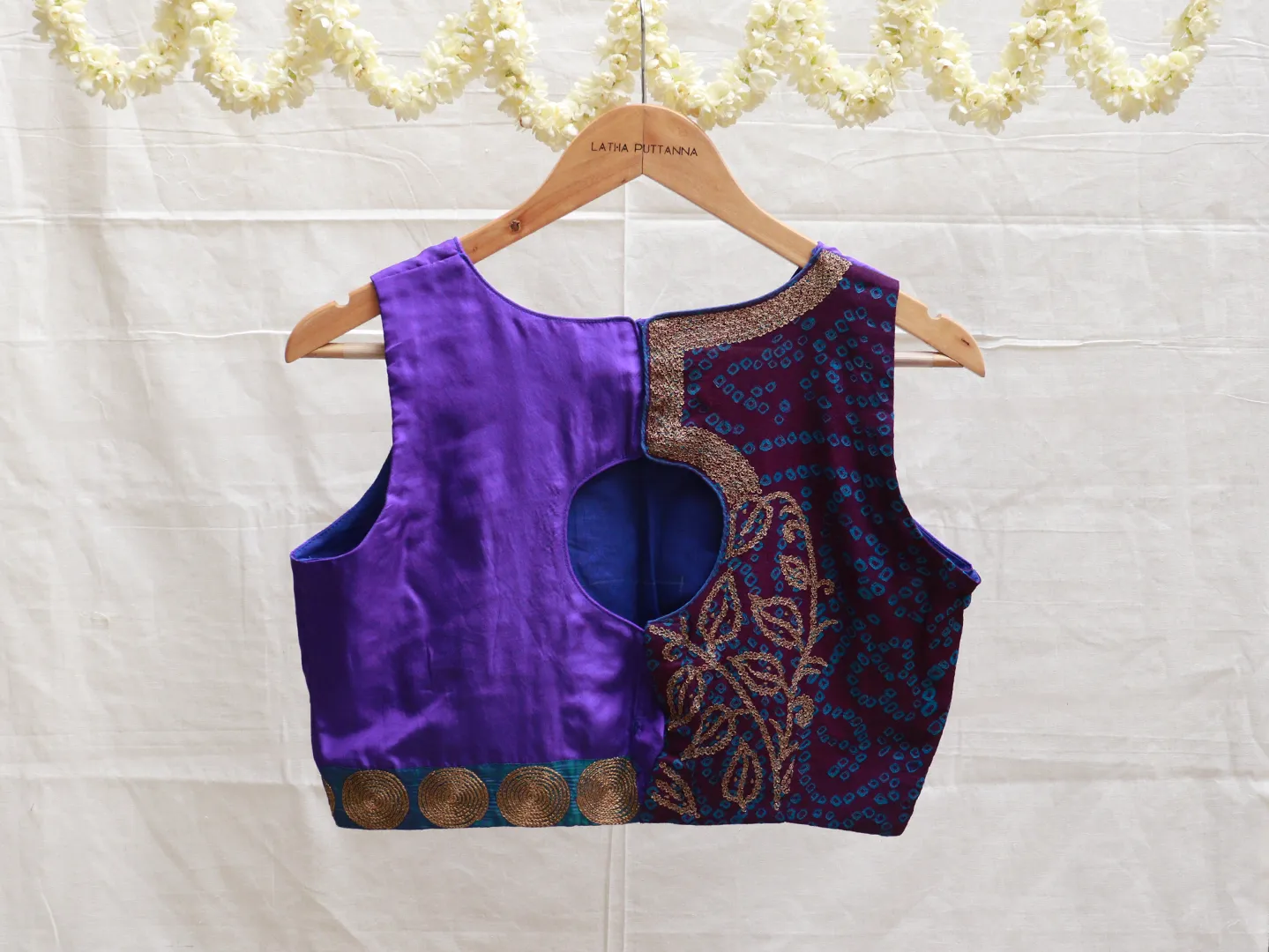 Midbight Blue, soft silk, Hand embroidery blouse