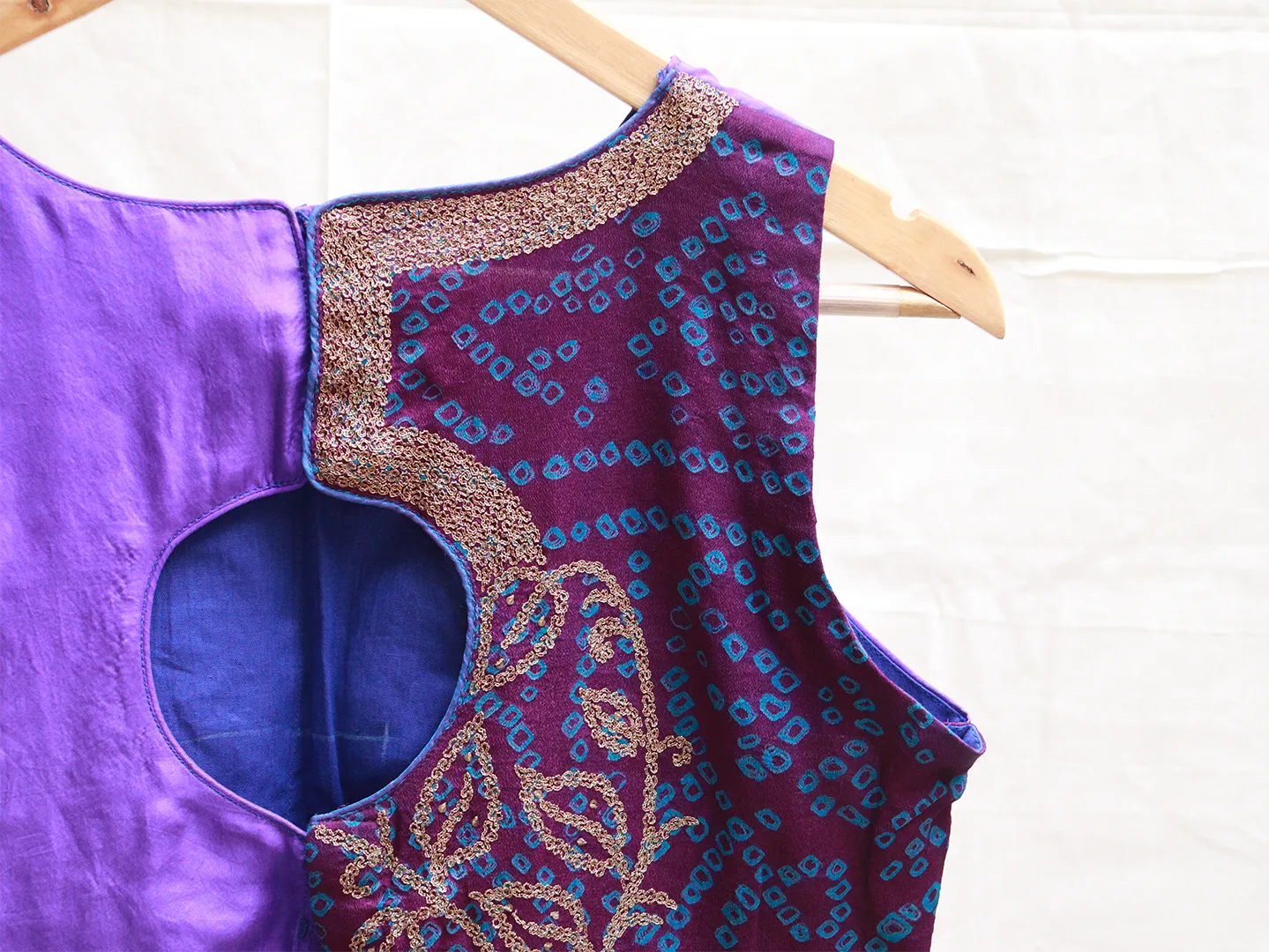Midbight Blue, soft silk, Hand embroidery blouse