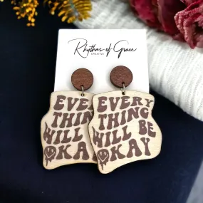 Motivational Earrings - Word Earrings, Handmade Earrings, Smiley Face, Encouragement Gift