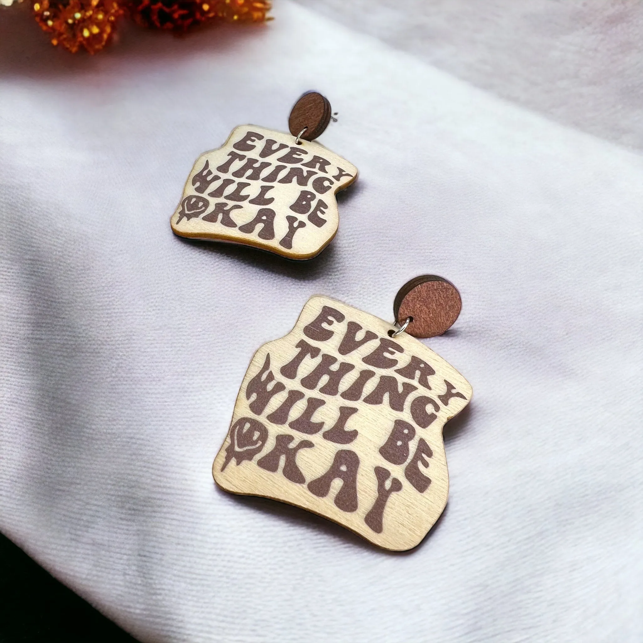 Motivational Earrings - Word Earrings, Handmade Earrings, Smiley Face, Encouragement Gift
