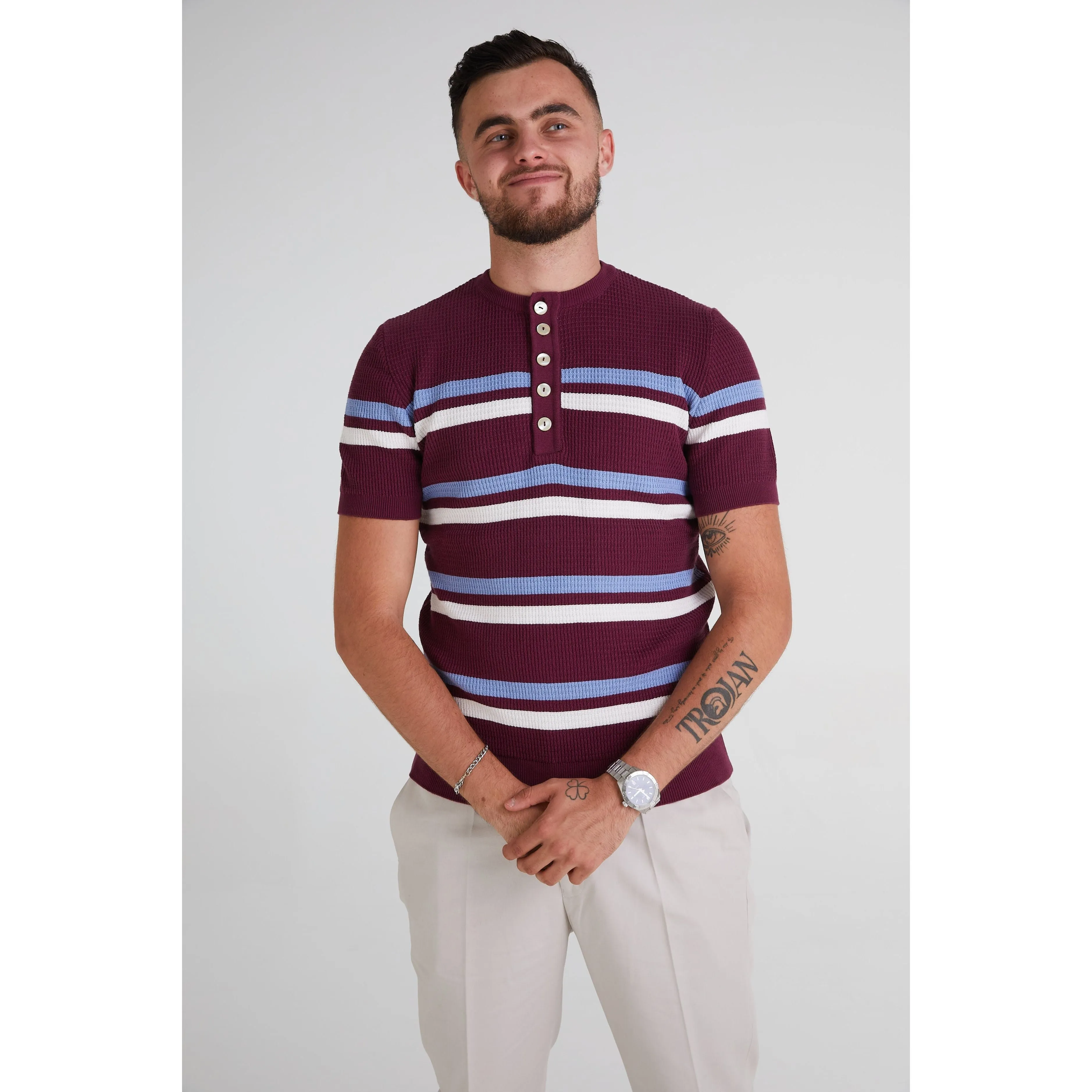 Mr Bridger - Thames Archive Port / Sky Blue / White Stripe  - Henley