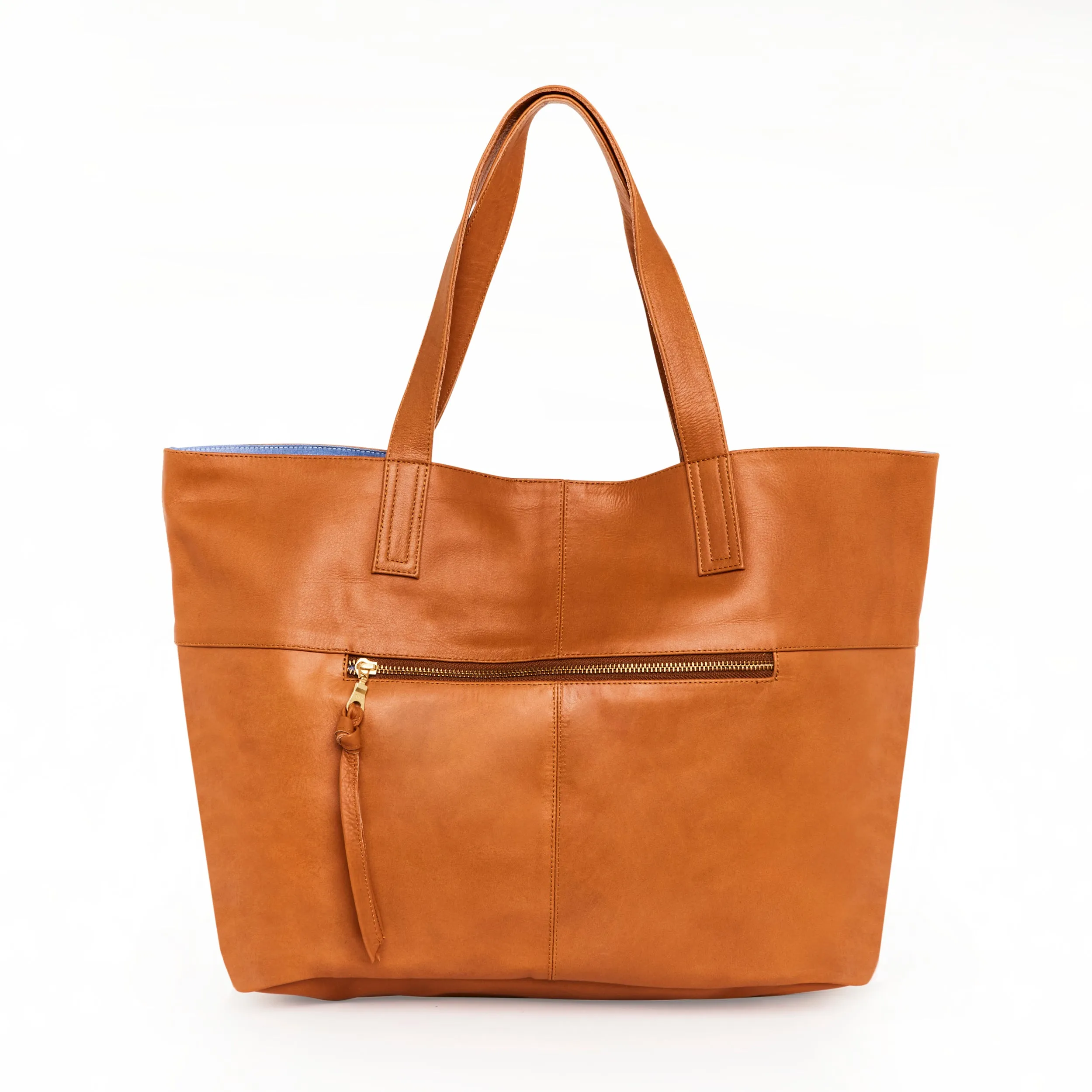 New York Caramel Leather Tote Bag
