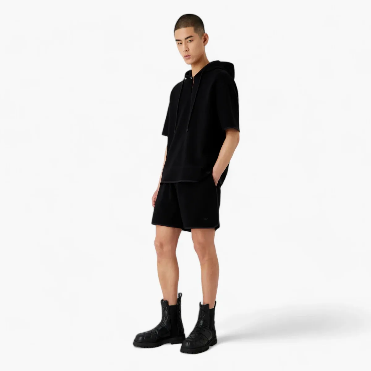 Oversized Short Sleeve Hooded Sweatshirt