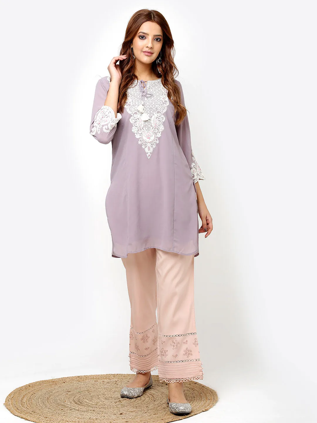 Peach Palazzo with Hem Detail