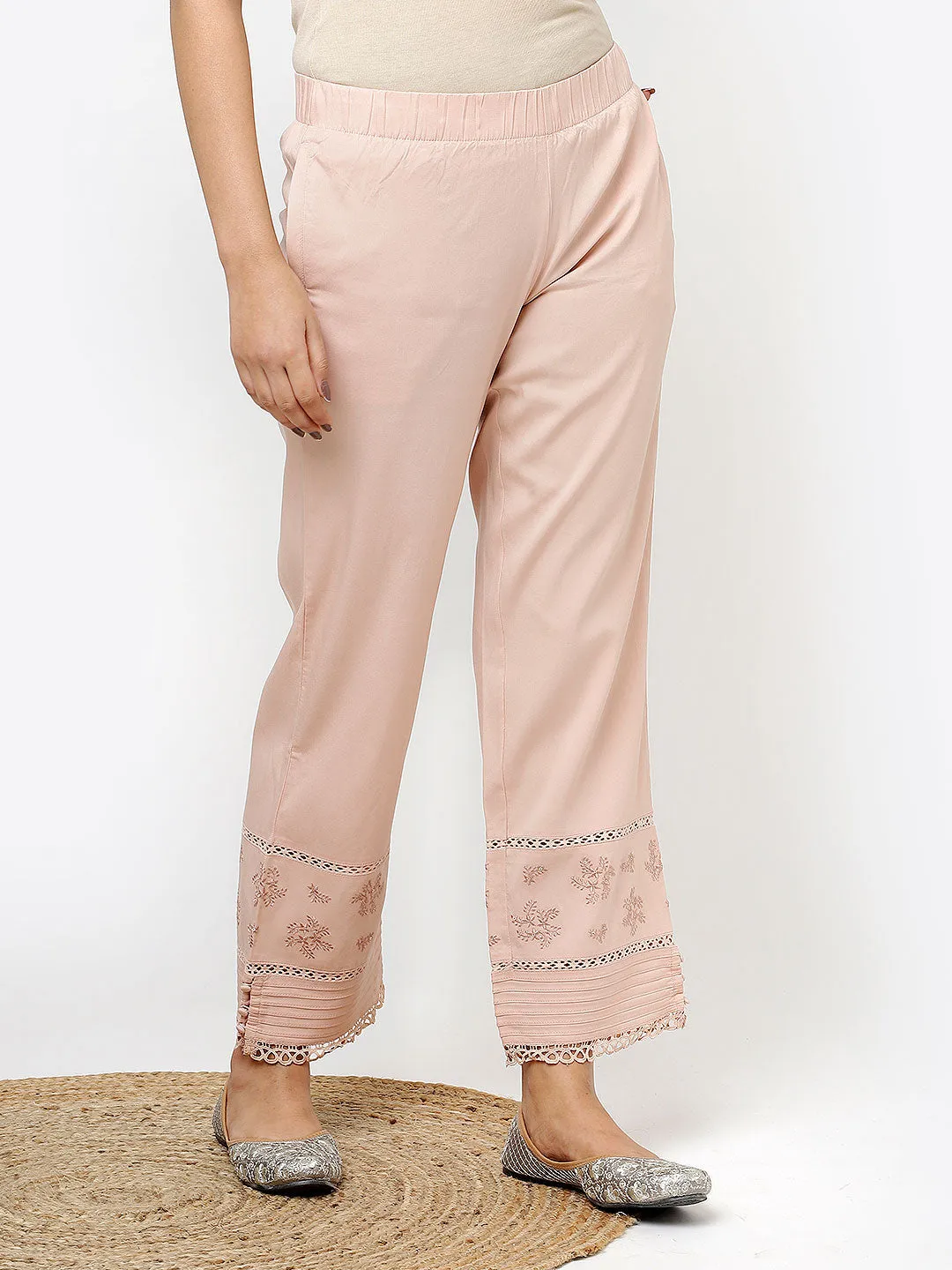 Peach Palazzo with Hem Detail