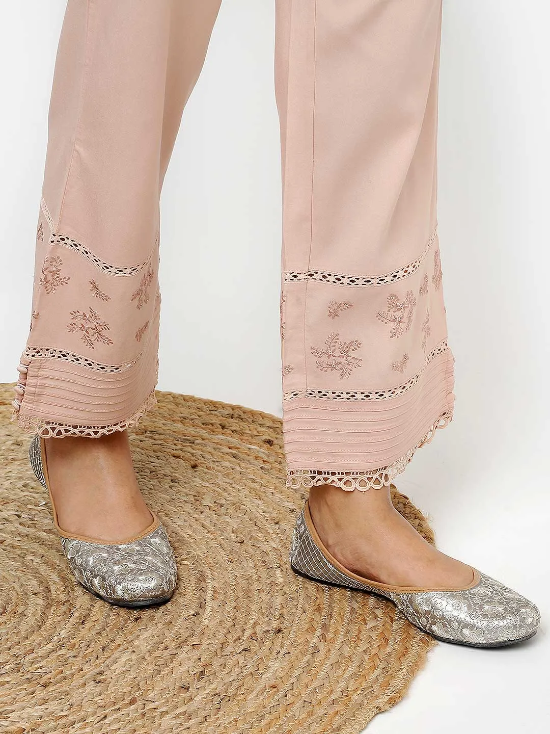 Peach Palazzo with Hem Detail