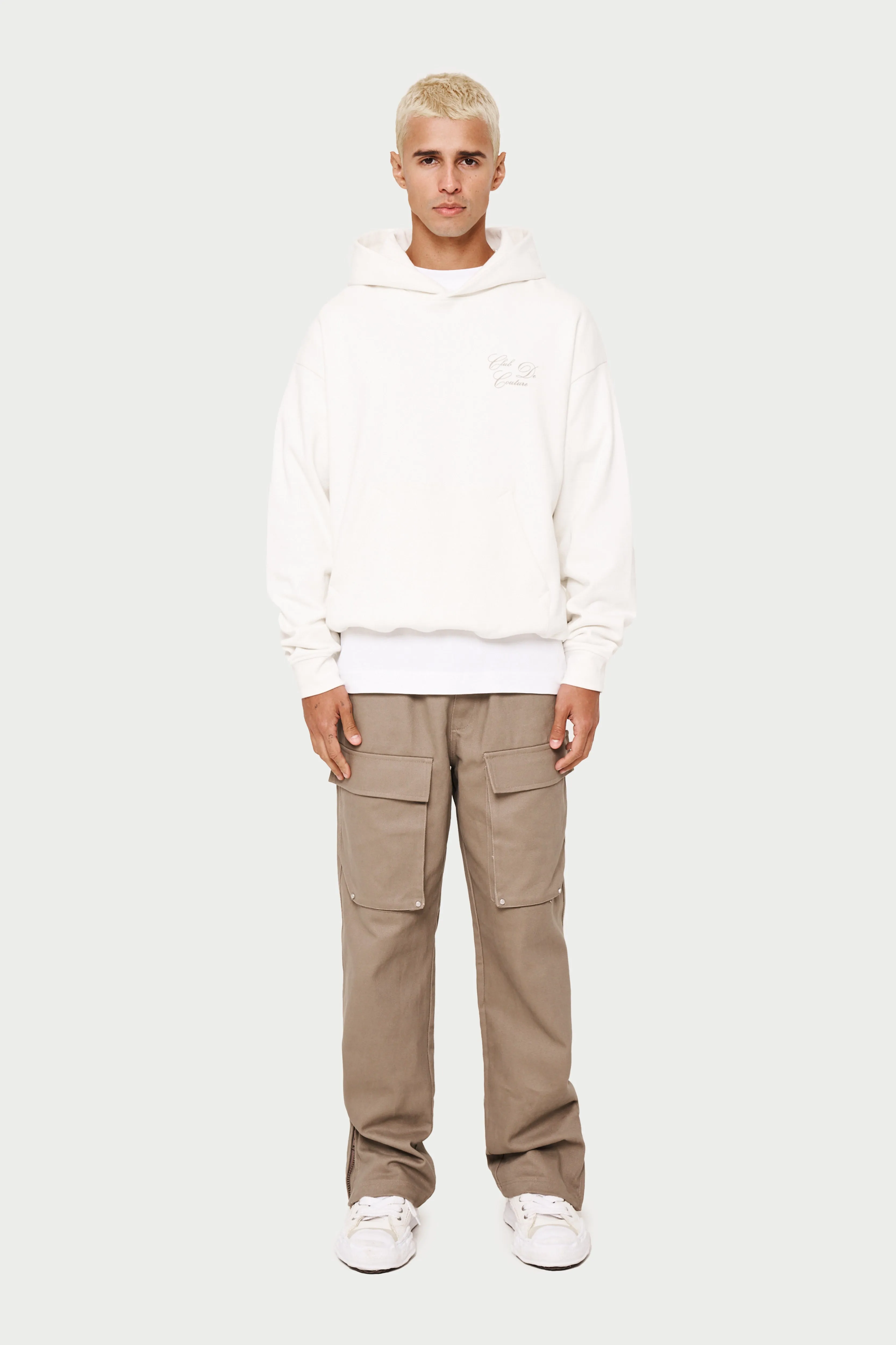 PEACHED TWILL STRAIGHT CARGOS - BEIGE