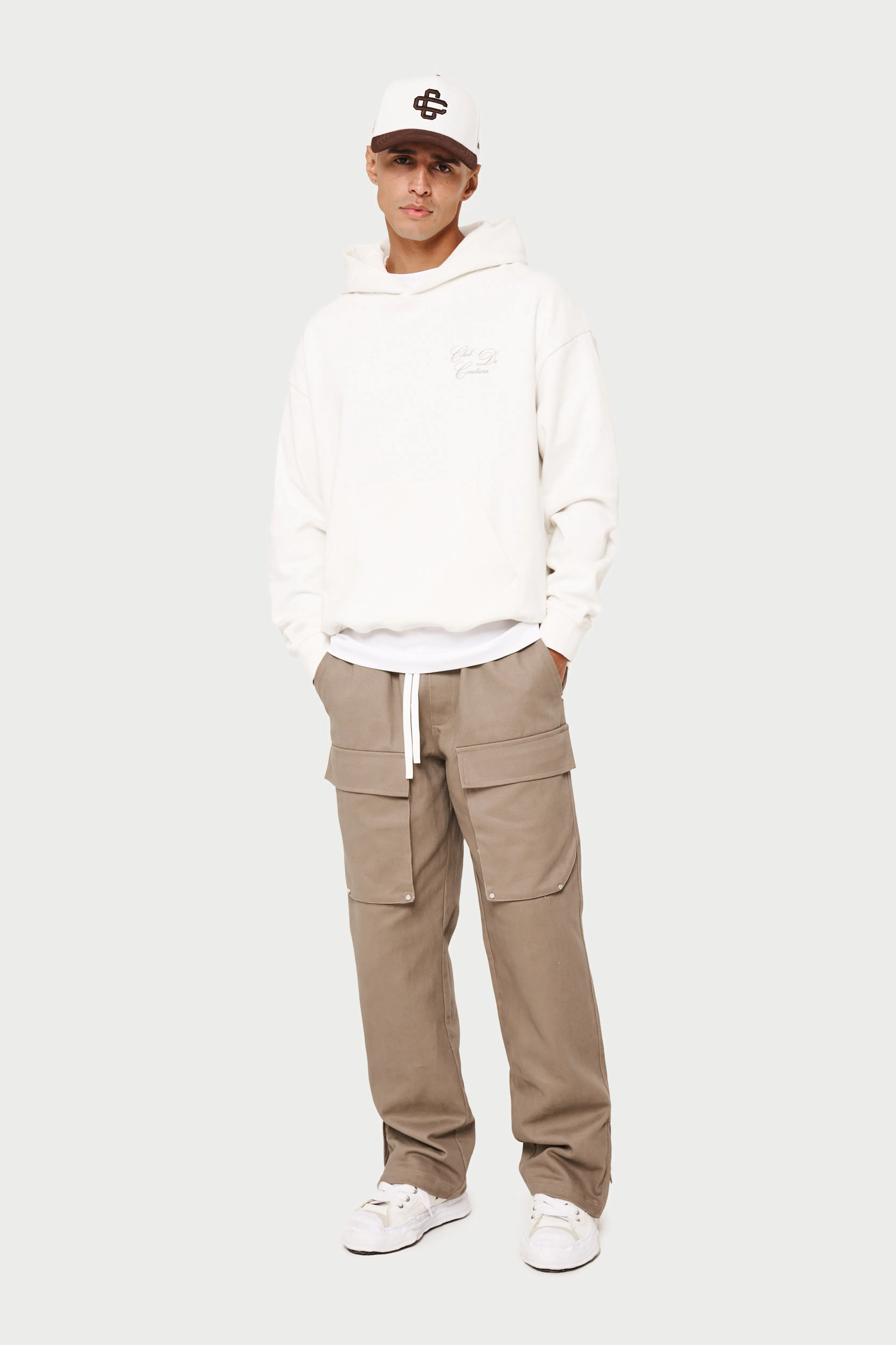 PEACHED TWILL STRAIGHT CARGOS - BEIGE