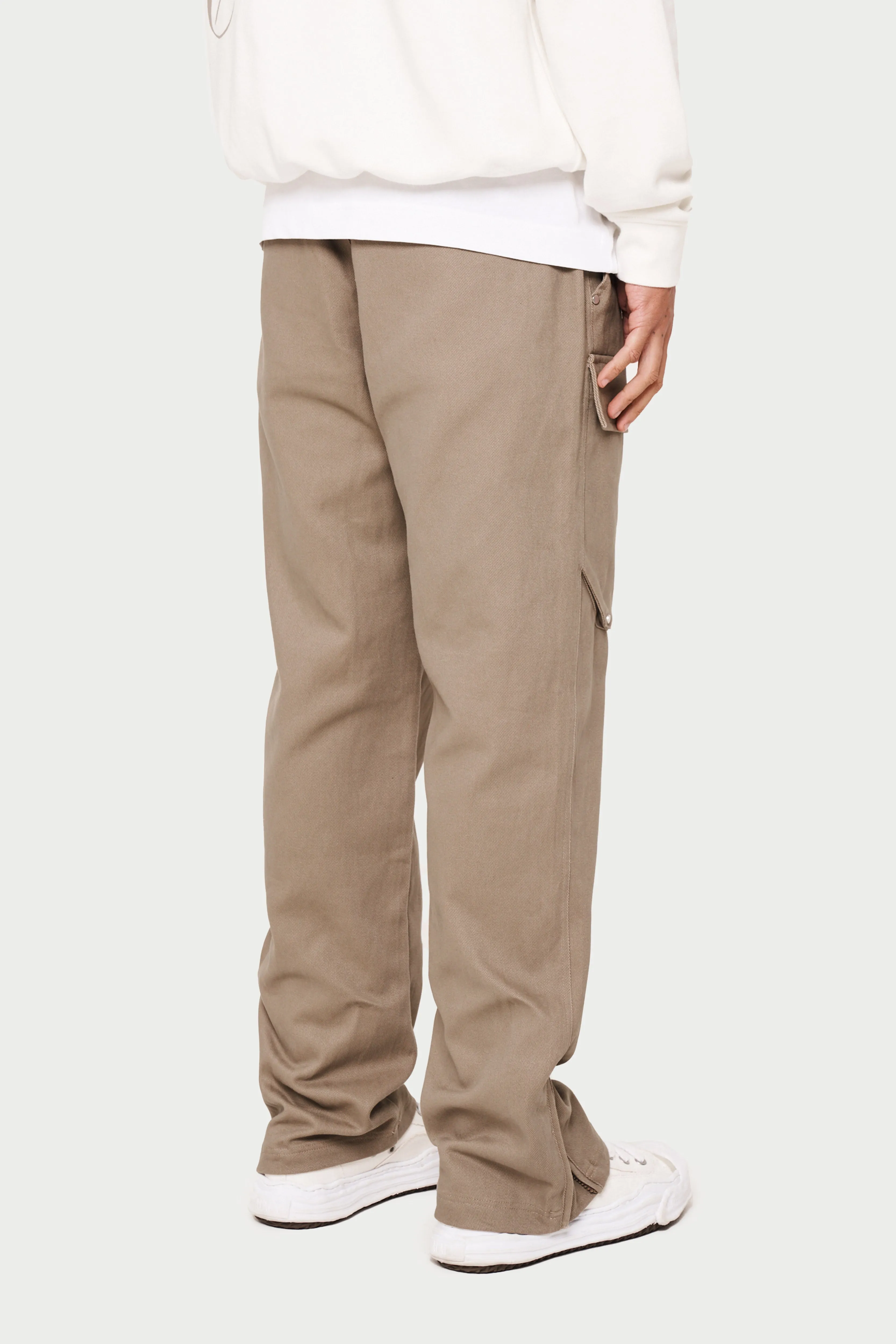 PEACHED TWILL STRAIGHT CARGOS - BEIGE