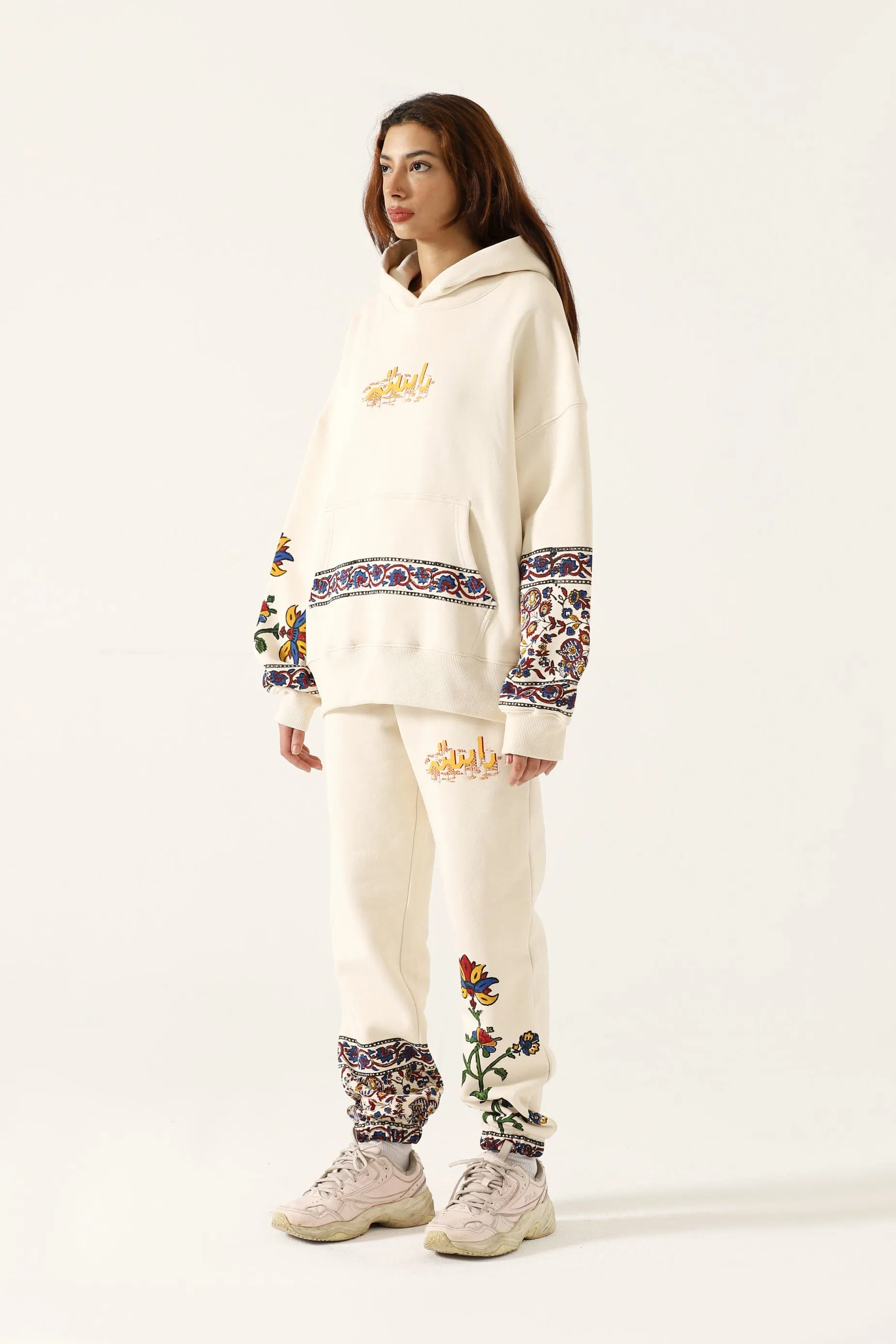 "1975" BLOCKPRINT BEIGE HOODIE