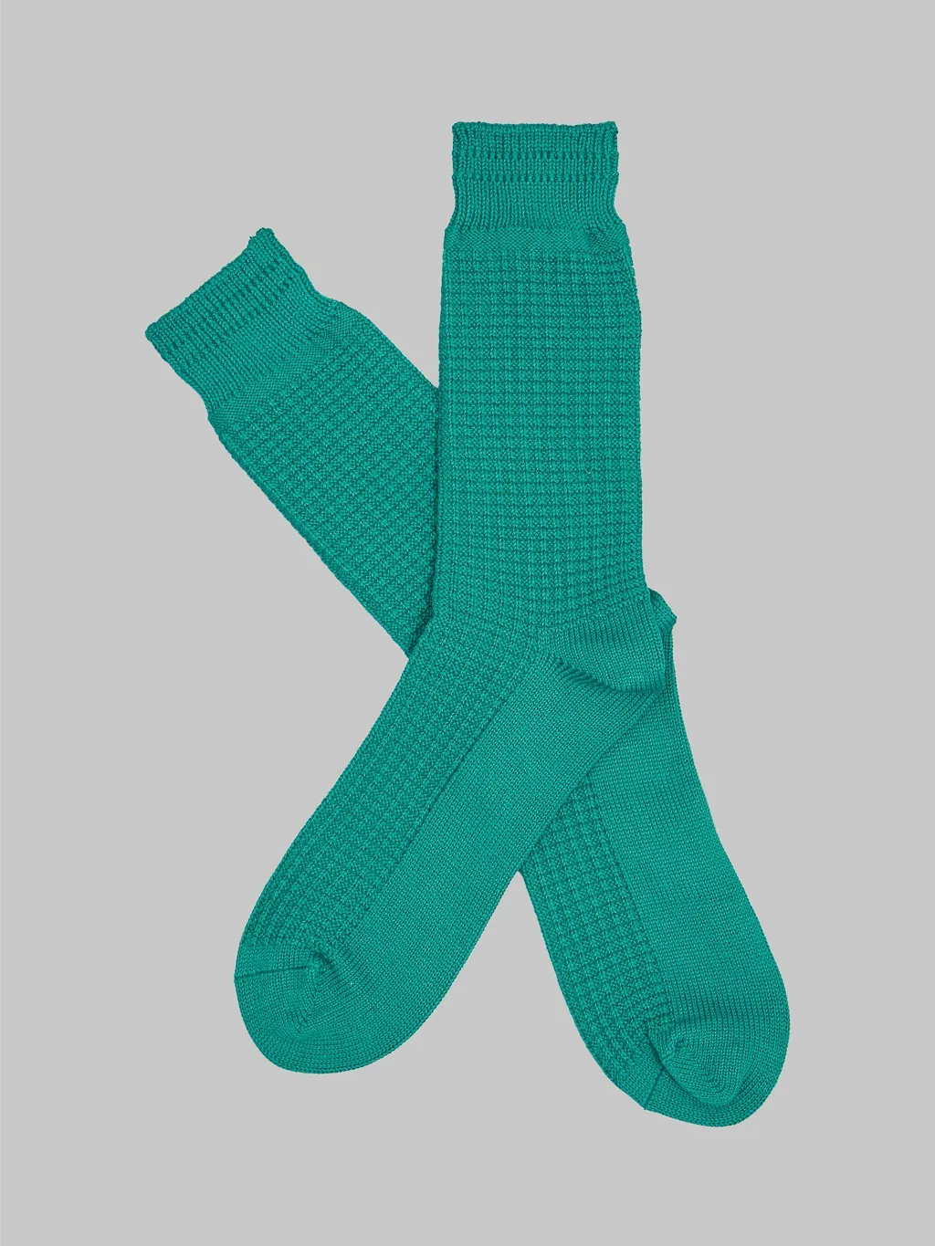 ROTOTO Cotton Waffle Crew Socks Sea Green