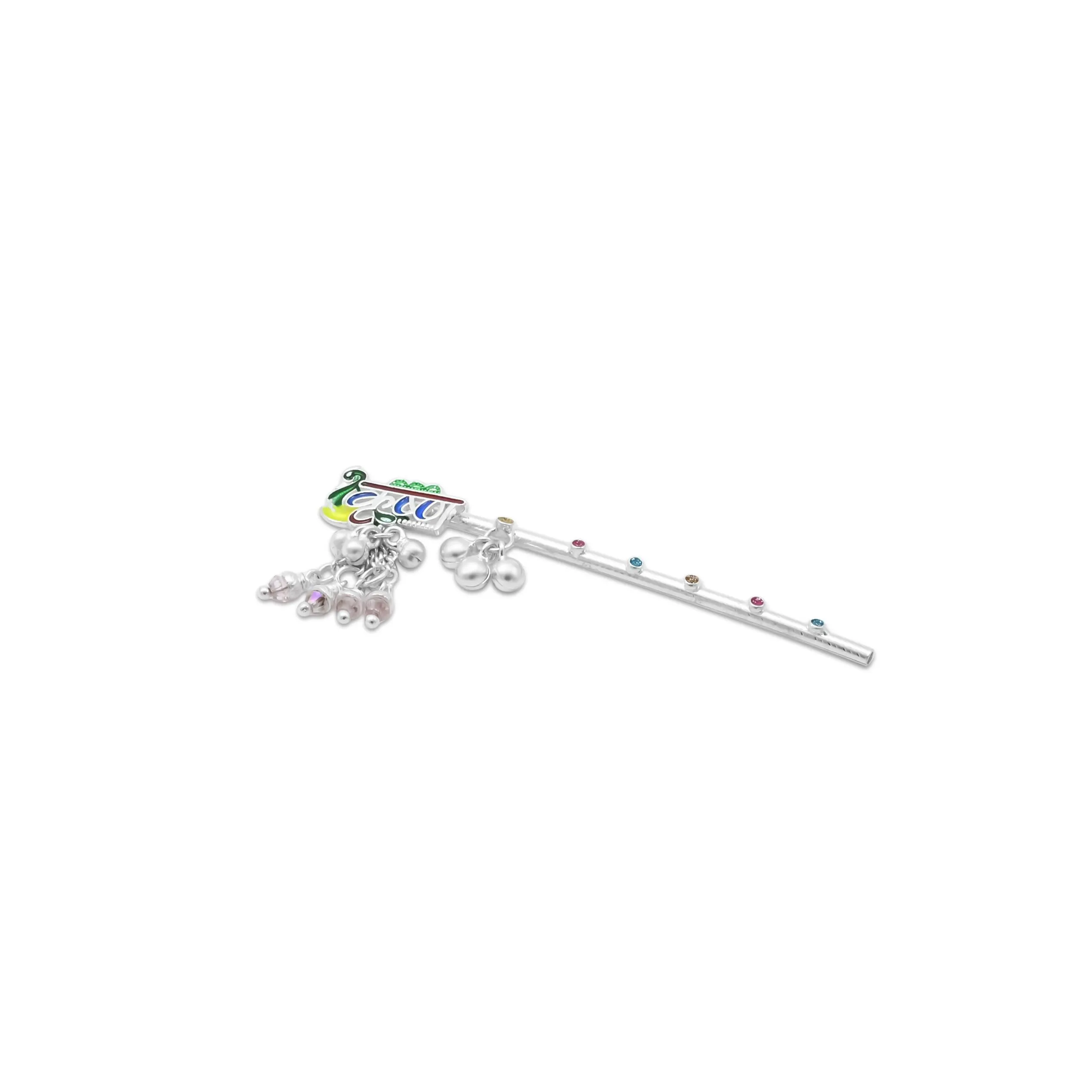 Silver Beautiful Designer "कृष्ण" Bansuri for Laddu Gopal
