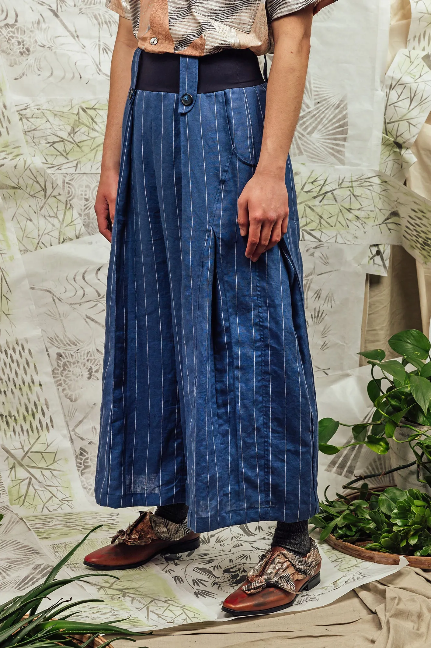 SL24 ADLAI PALAZZO PANTS - AZURE PINSTRIPE