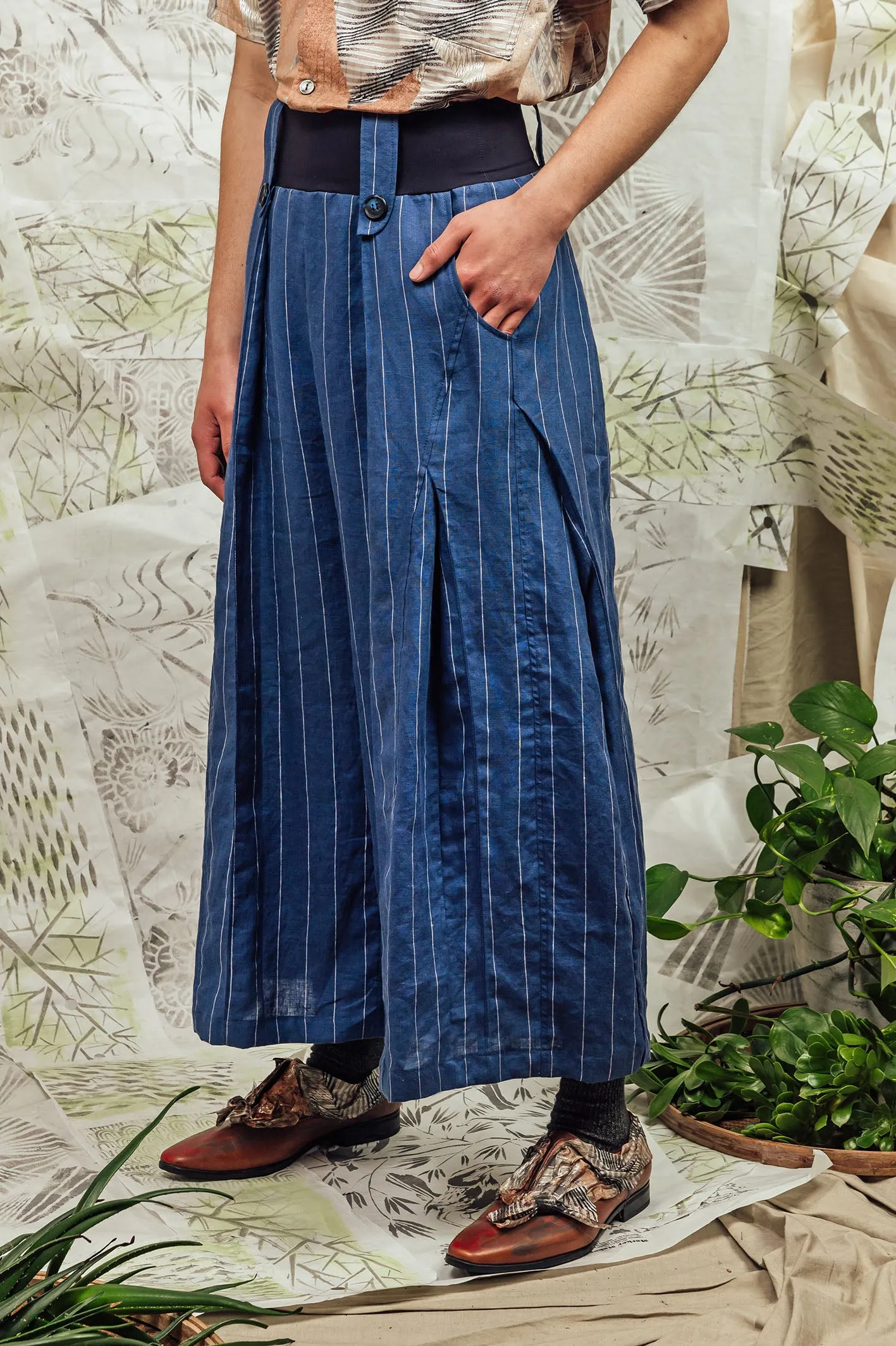 SL24 ADLAI PALAZZO PANTS - AZURE PINSTRIPE