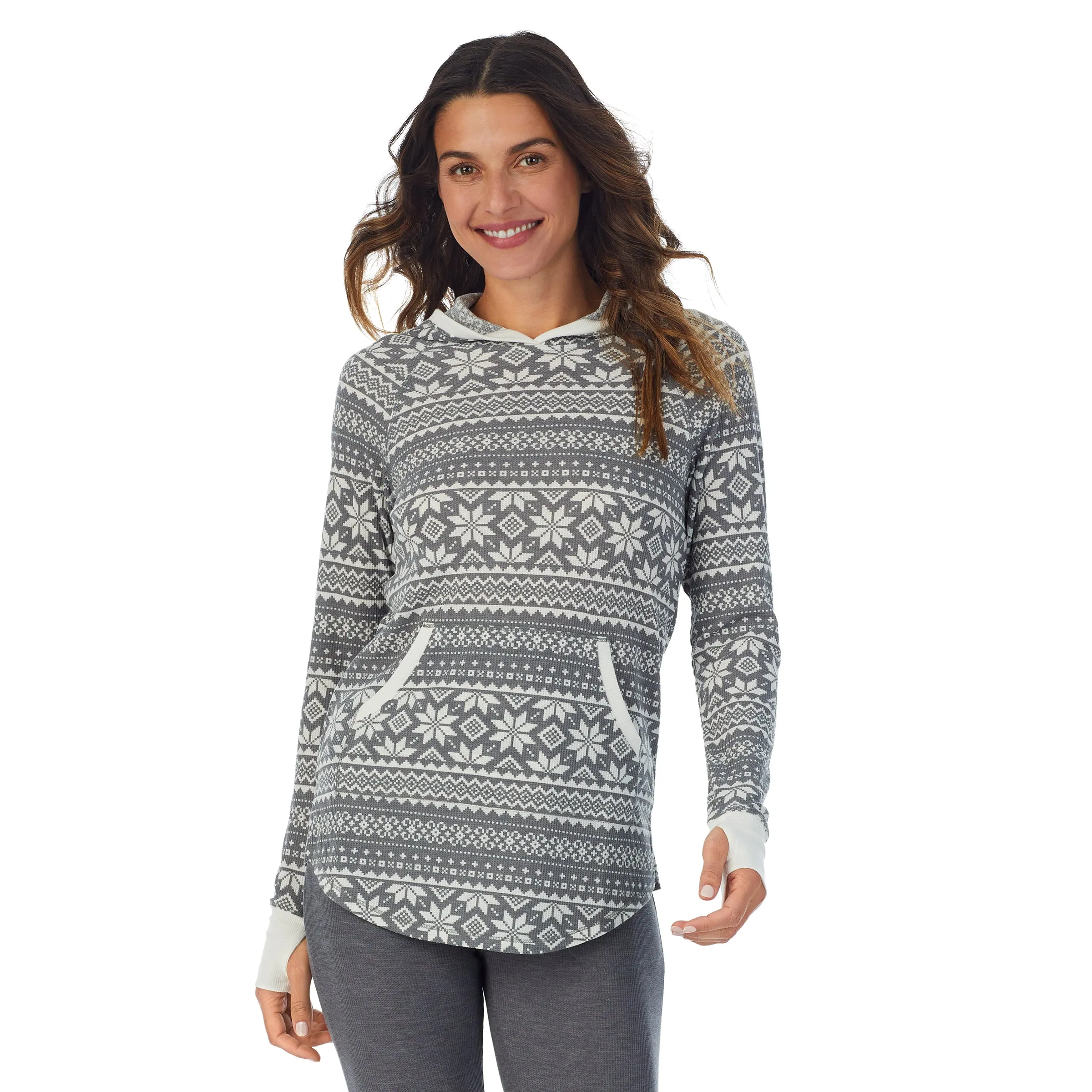 Stretch Thermal Long Sleeve Hoodie Tunic