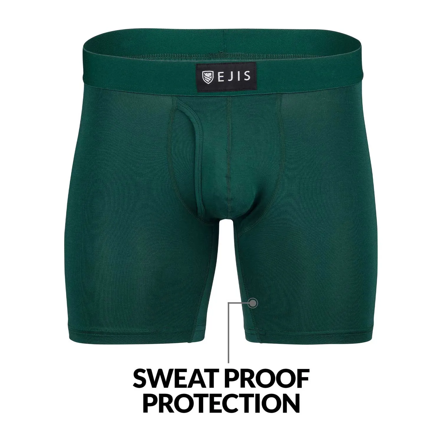 Sweat Proof Men's Boxer Briefs with Fly - Mix 3-Pack (Black, Green, Navy)