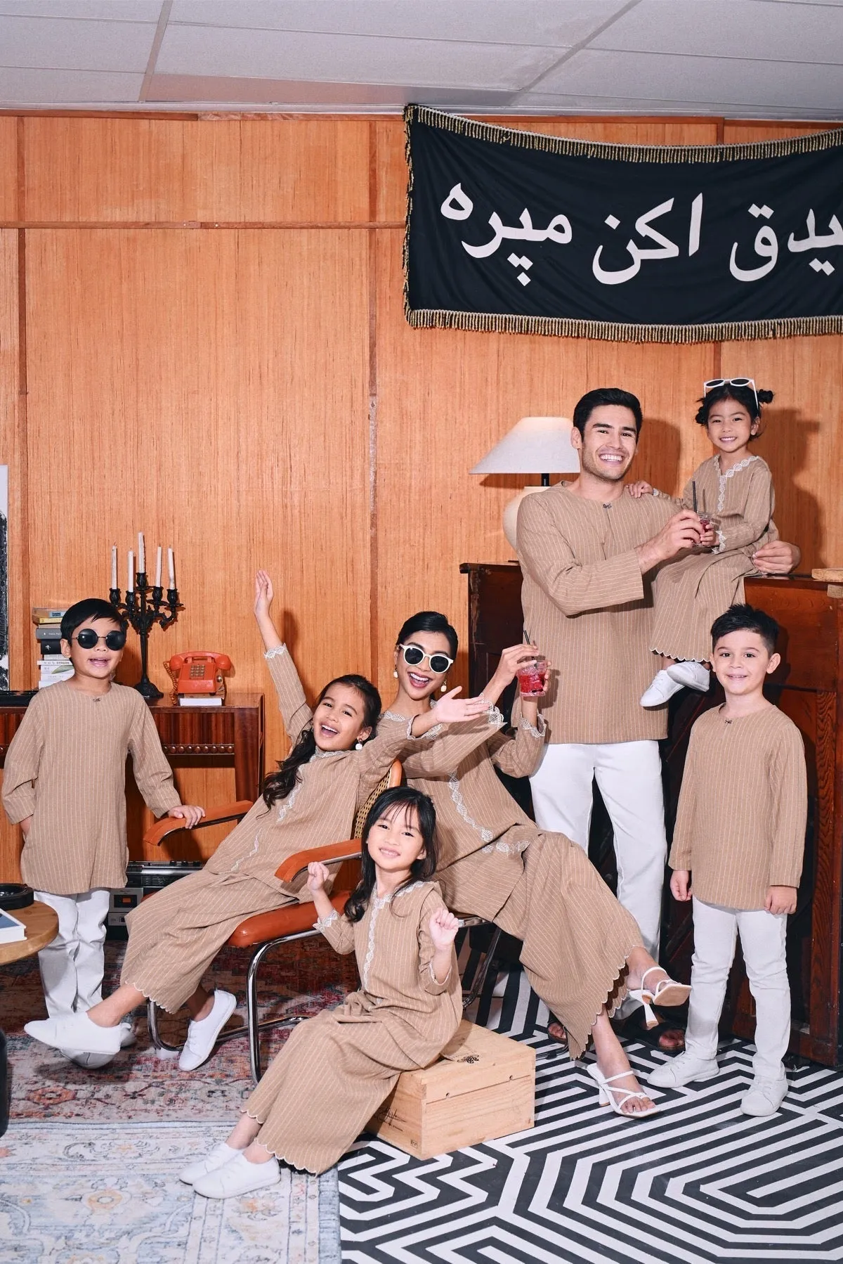 The Congkak Kurta - Khaki Stripe