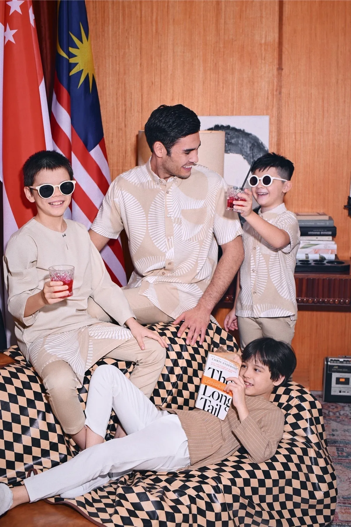 The Congkak Kurta - Khaki Stripe