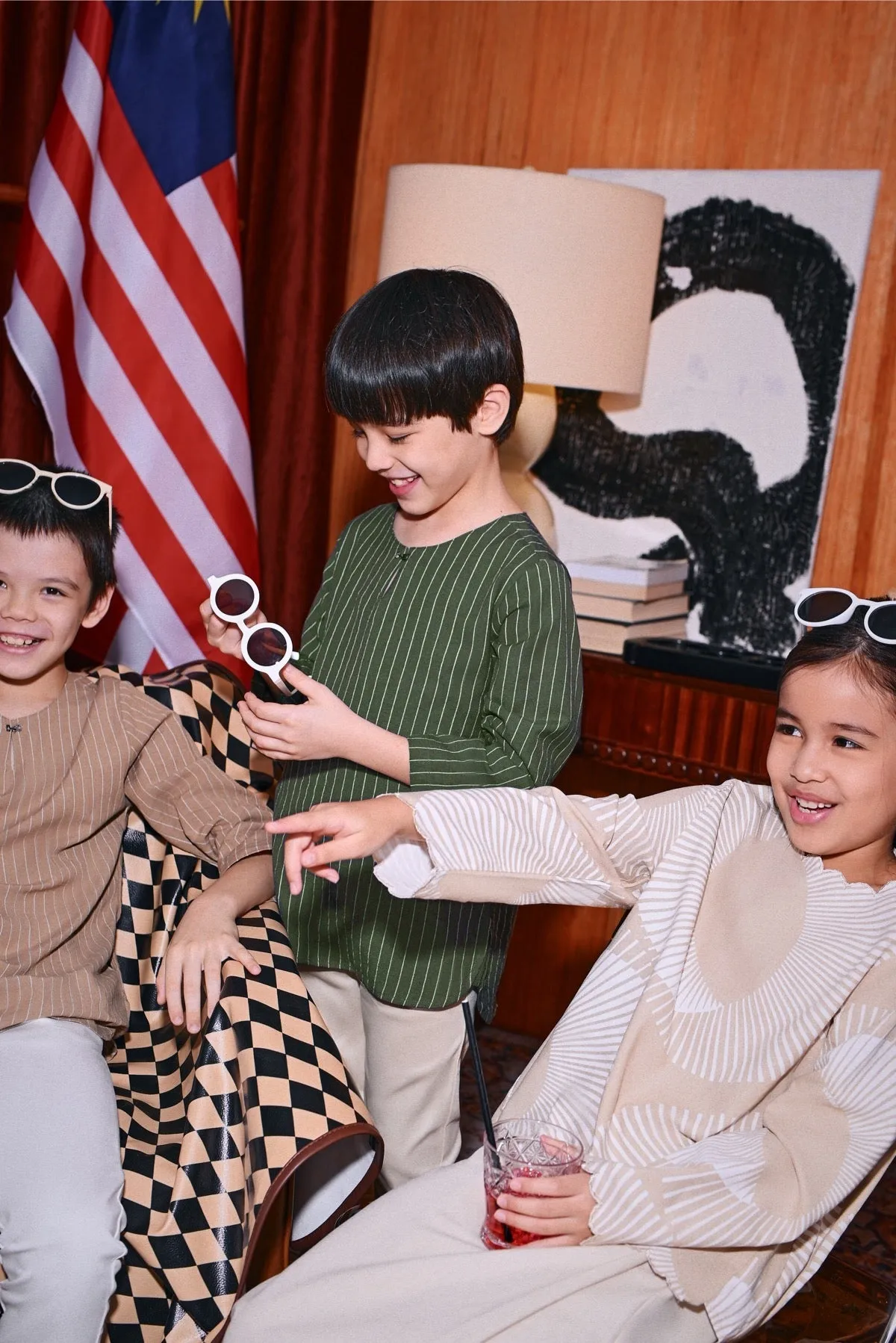 The Congkak Kurta - Khaki Stripe