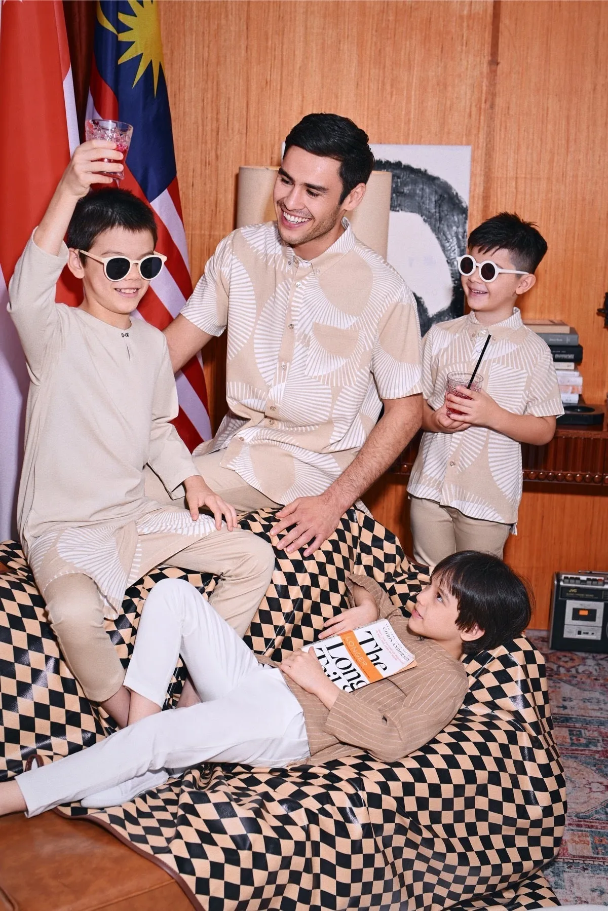 The Congkak Kurta - Khaki Stripe