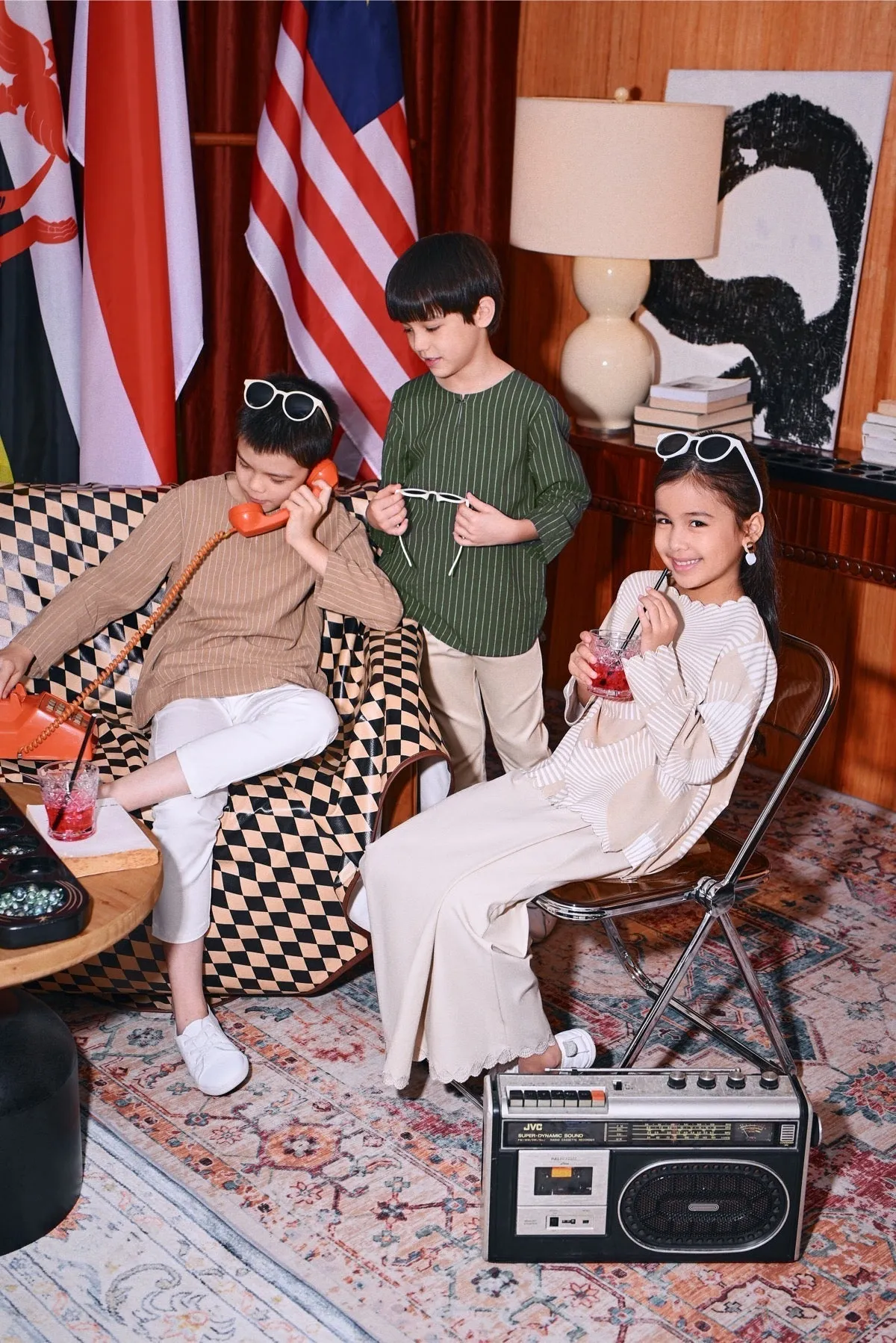 The Congkak Kurta - Khaki Stripe