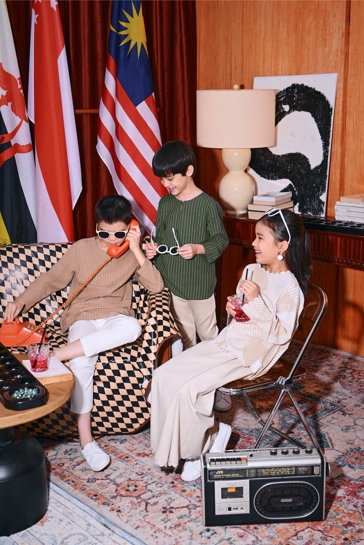 The Congkak Kurta - Khaki Stripe
