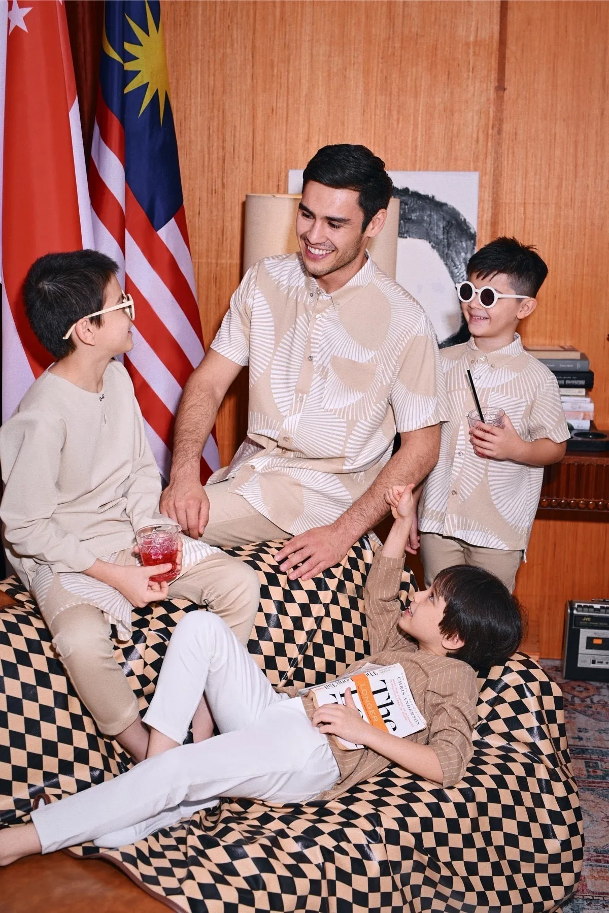 The Congkak Kurta - Khaki Stripe