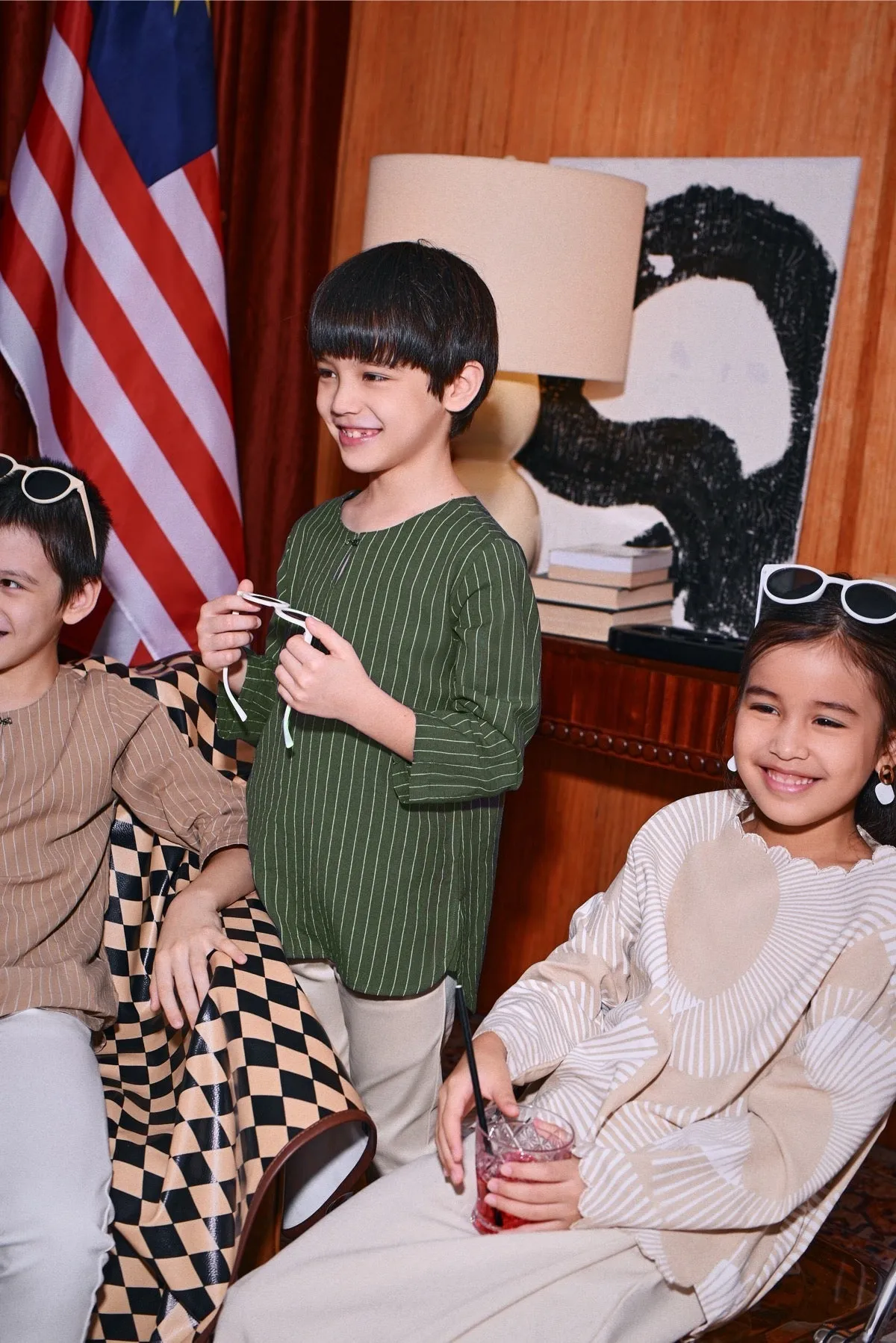 The Congkak Kurta - Khaki Stripe