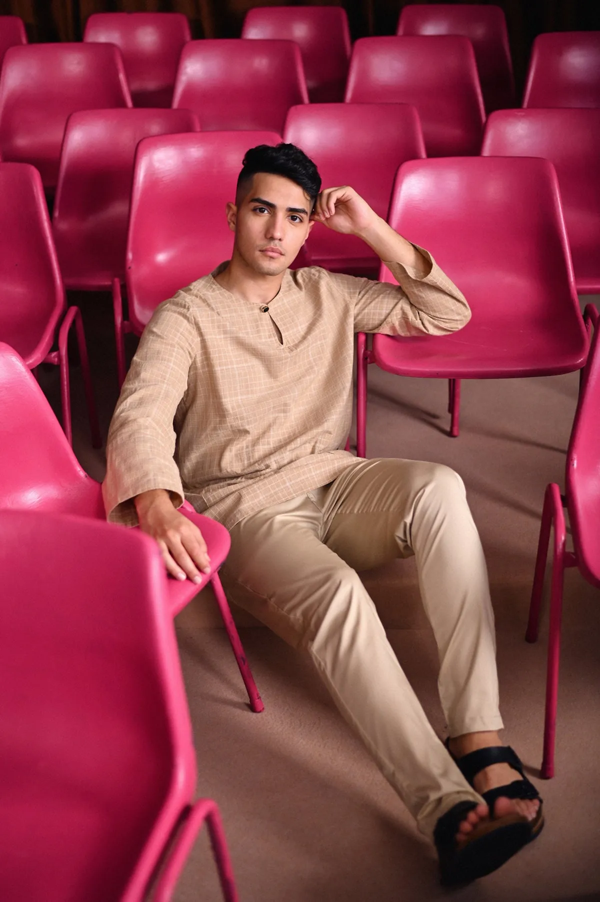 The Dulu Kita Men Kurta - Kita Khaki Checked