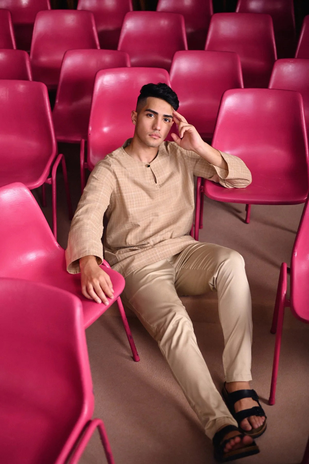 The Dulu Kita Men Kurta - Kita Khaki Checked