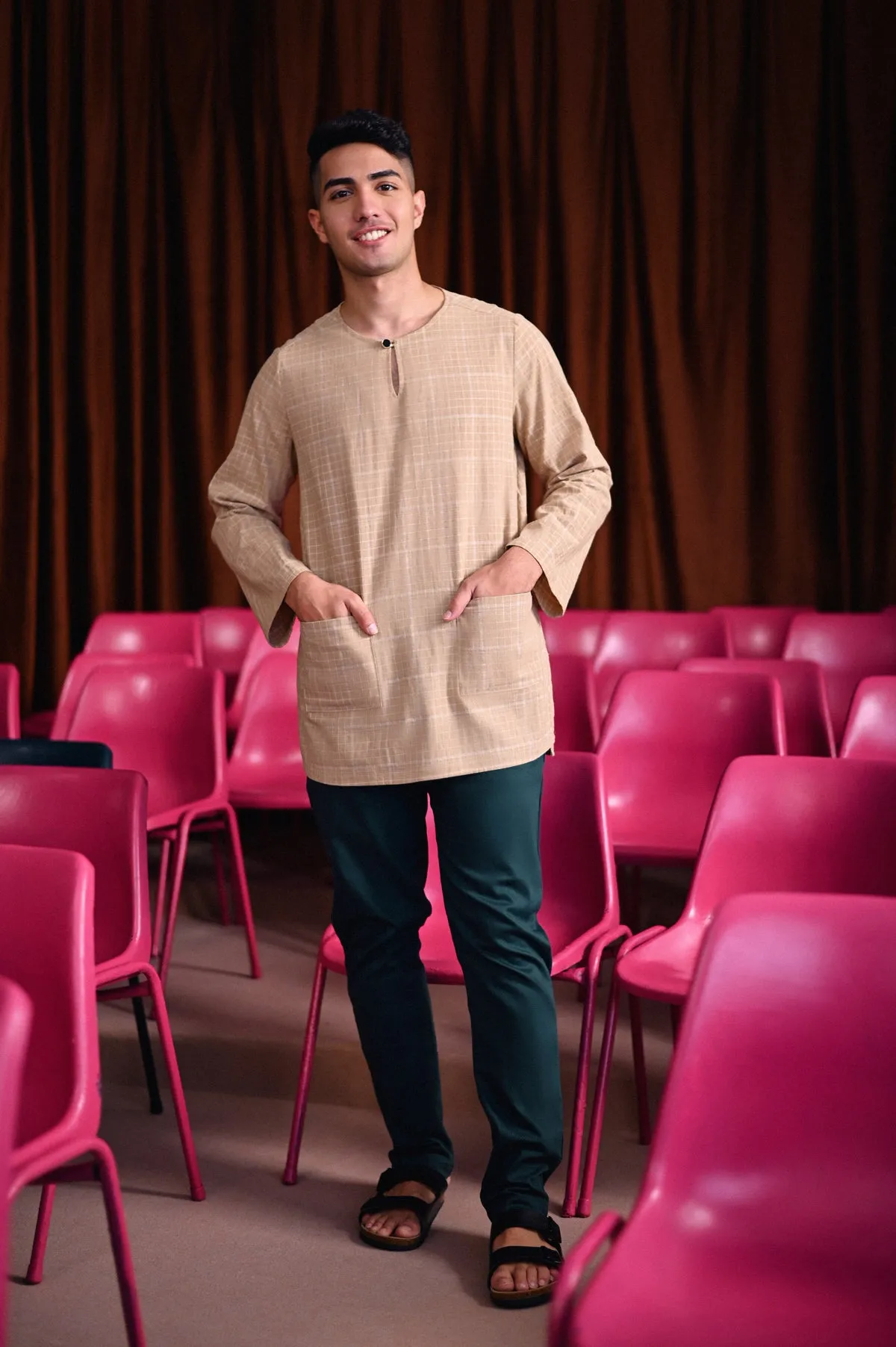 The Dulu Kita Men Kurta - Kita Khaki Checked