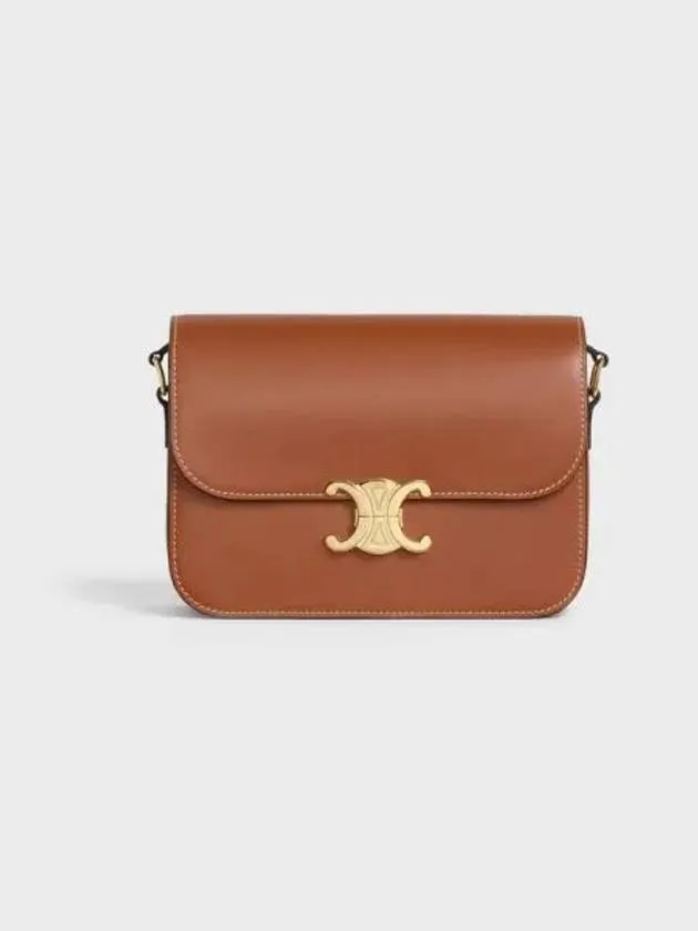 Triomphe Medium Calfskin Shoulder Bag Tan