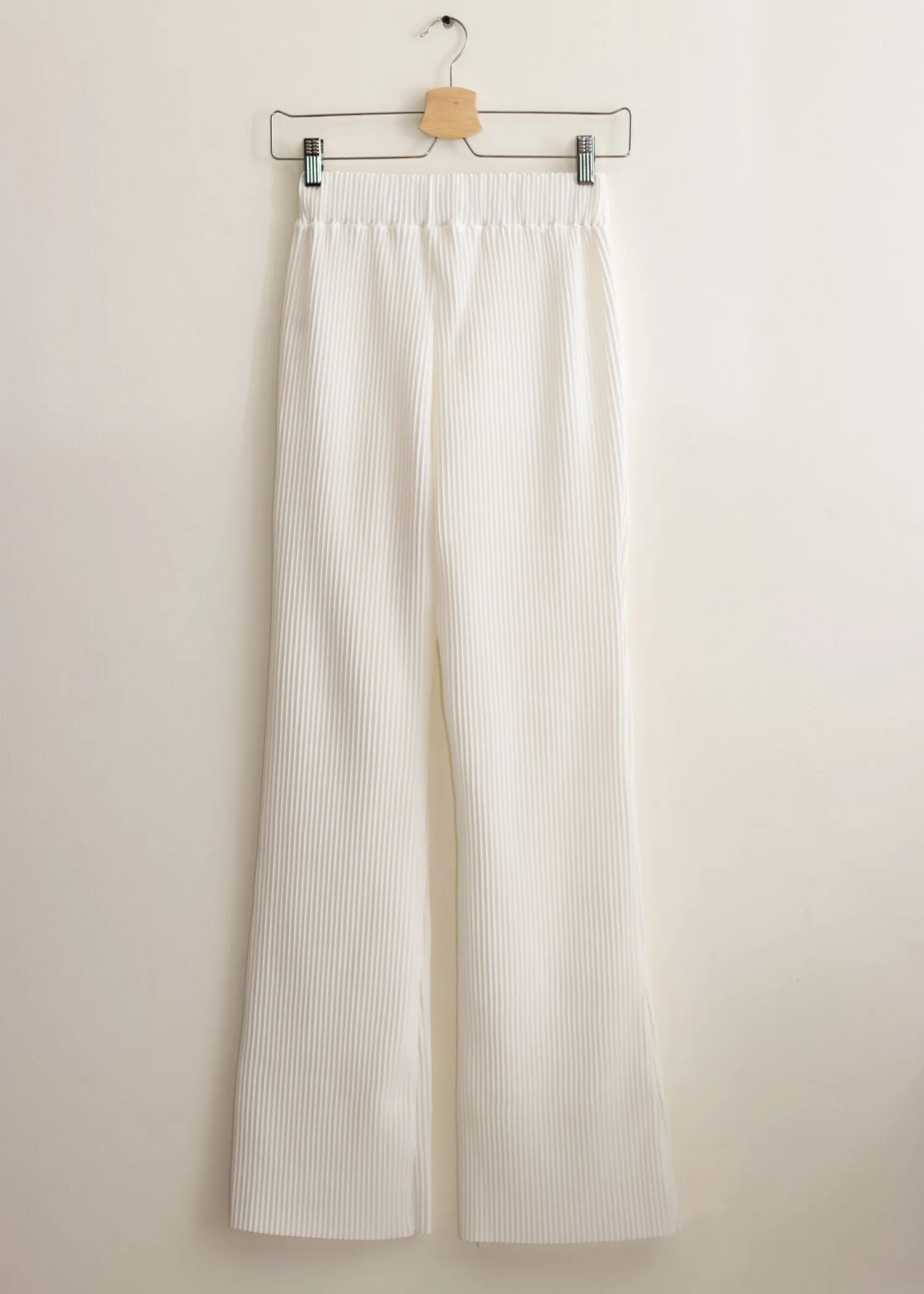 White Pleated Flared Pants